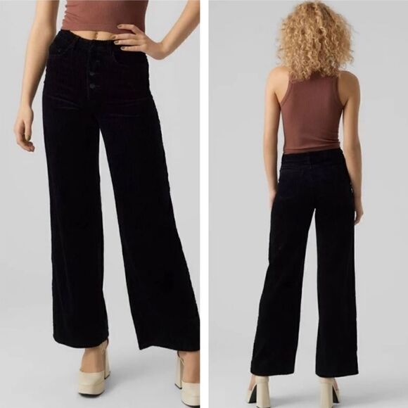 Vero Moda Black Corduroy Ribbed Pants size 20 NWT